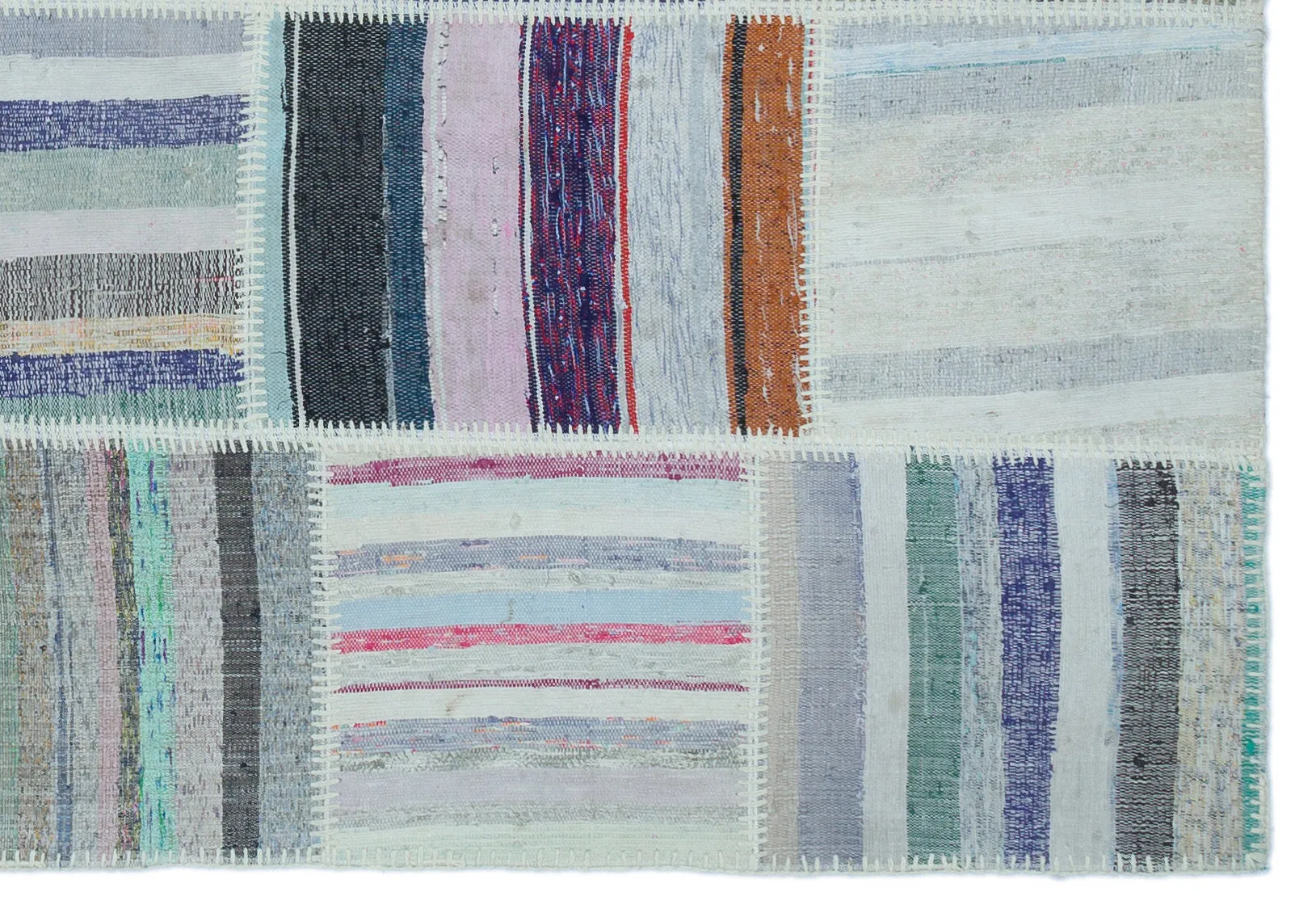 Striped Over Dyed Kilim Patchwork Unique Rug 5'3'' x 7'7'' ft 160 x 230 cm