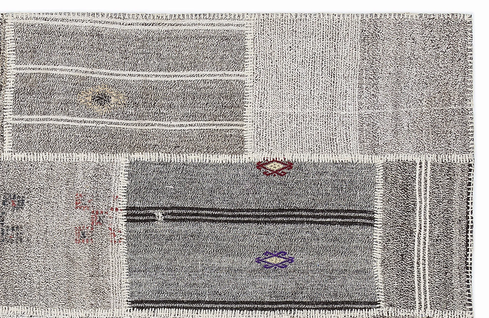 Striped Over Dyed Kilim Patchwork Unique Rug 5'3'' x 7'7'' ft 160 x 230 cm