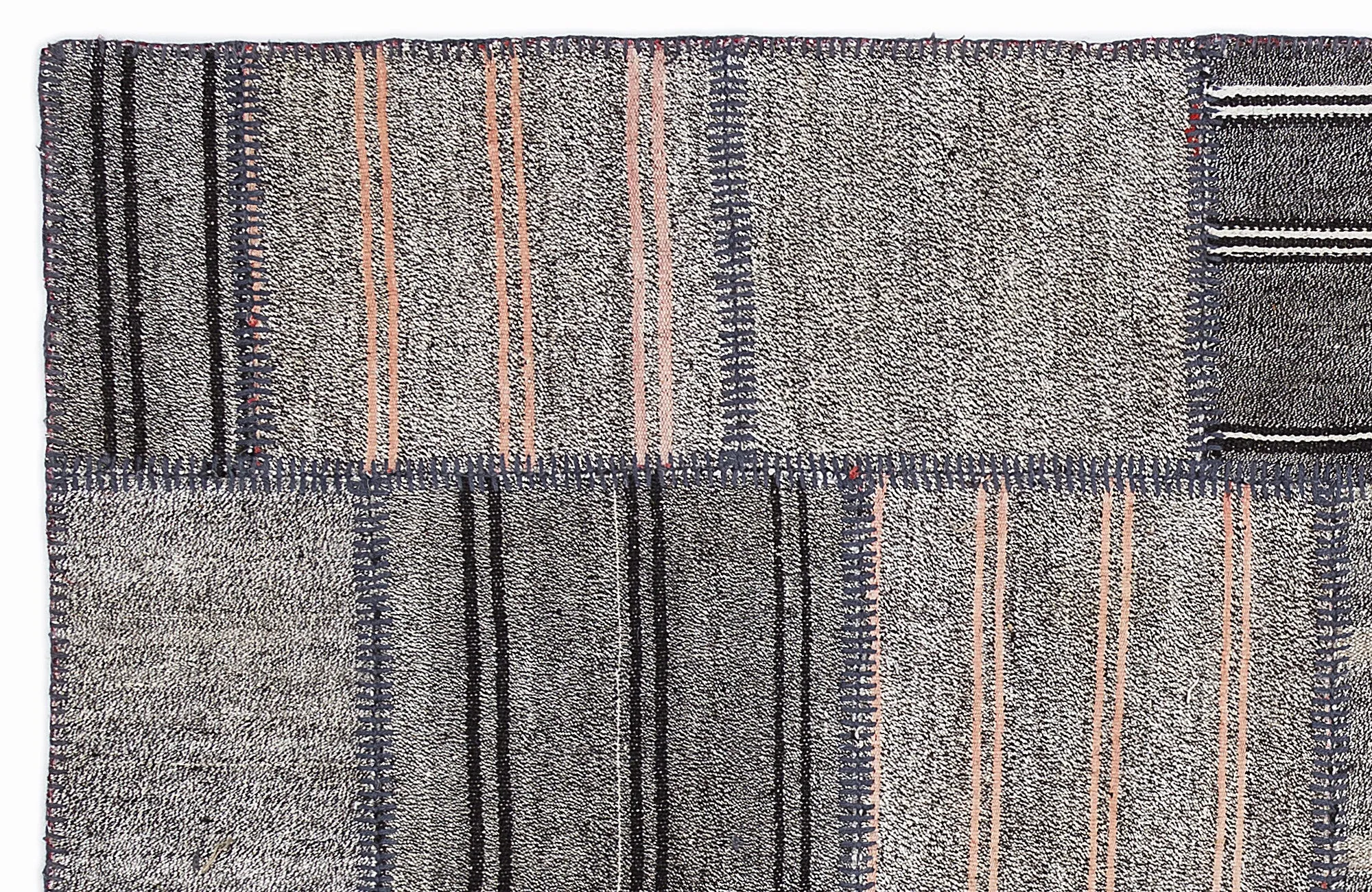 Striped Over Dyed Kilim Patchwork Unique Rug 5'3'' x 7'7'' ft 160 x 230 cm