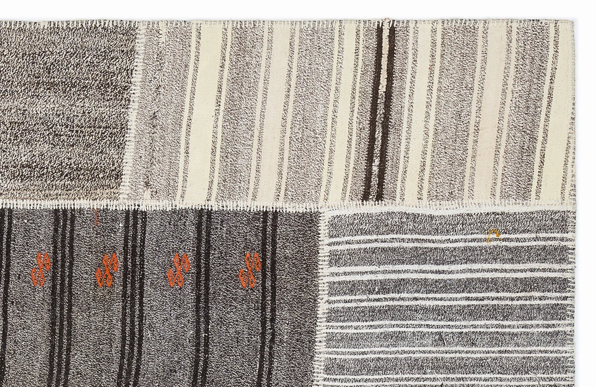 Striped Over Dyed Kilim Patchwork Unique Rug 5'3'' x 7'7'' ft 160 x 230 cm