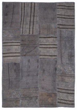 Striped Over Dyed Kilim Patchwork Unique Rug 5'3'' x 7'7'' ft 160 x 230 cm