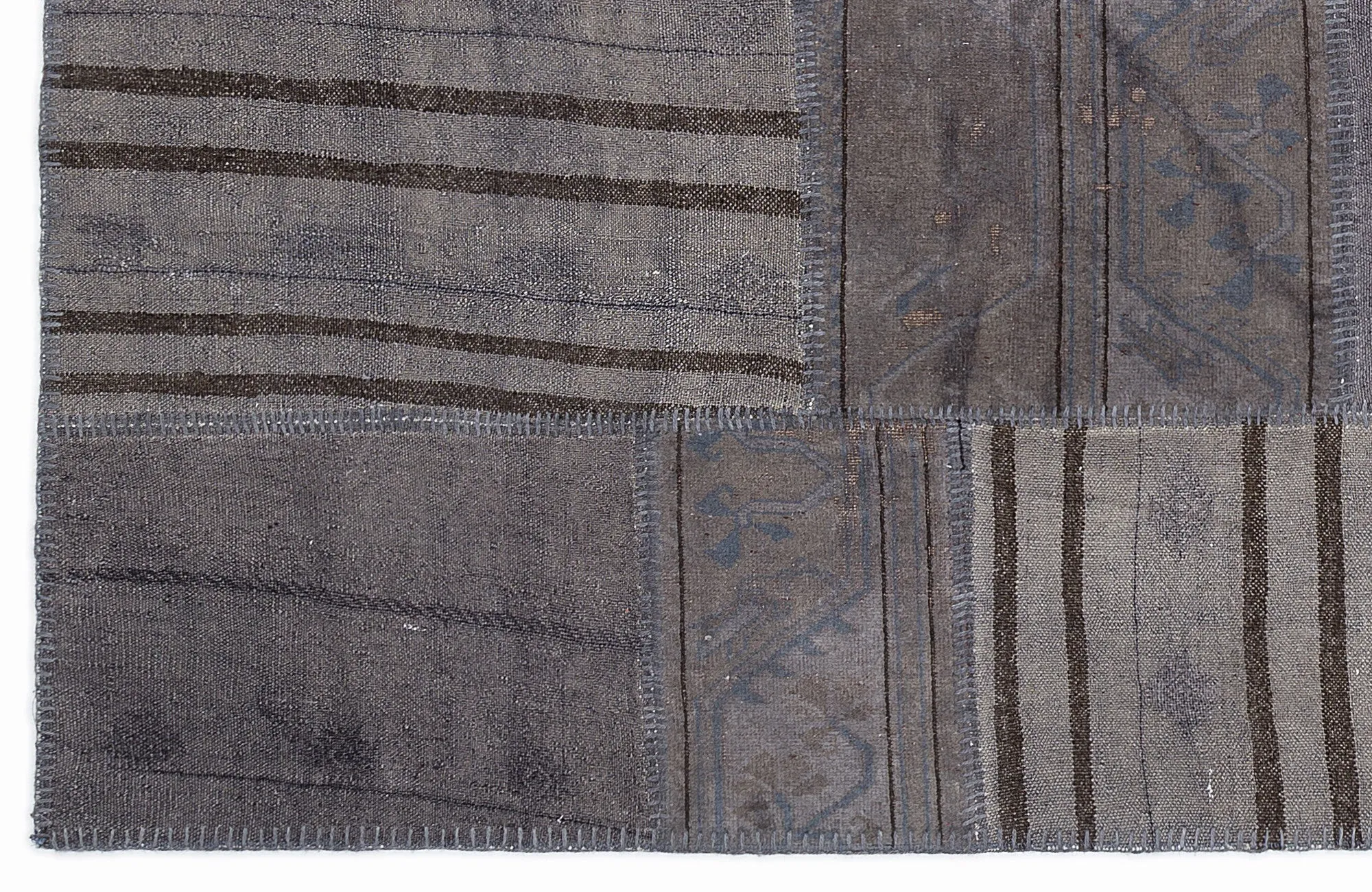 Striped Over Dyed Kilim Patchwork Unique Rug 5'3'' x 7'7'' ft 160 x 230 cm