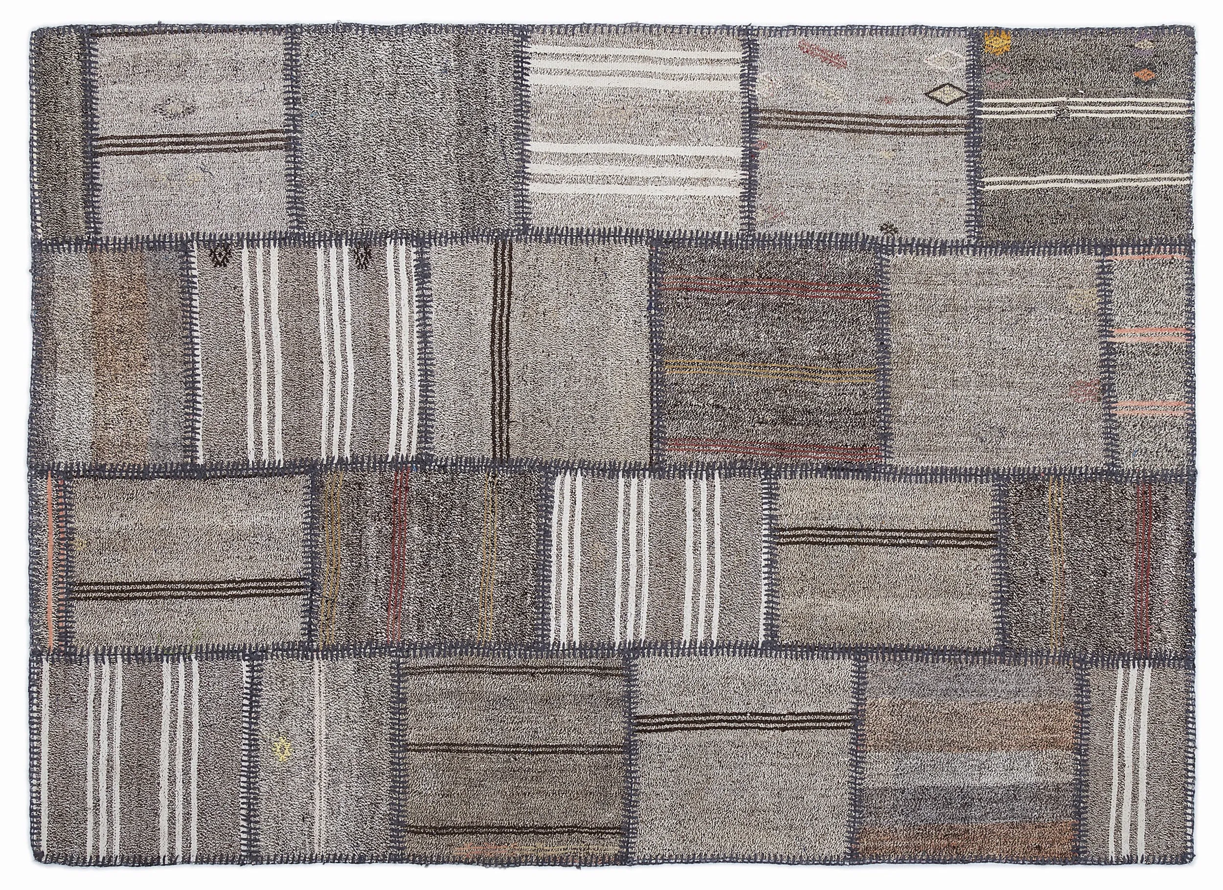Striped Over Dyed Kilim Patchwork Unique Rug 5'3'' x 7'7'' ft 160 x 230 cm