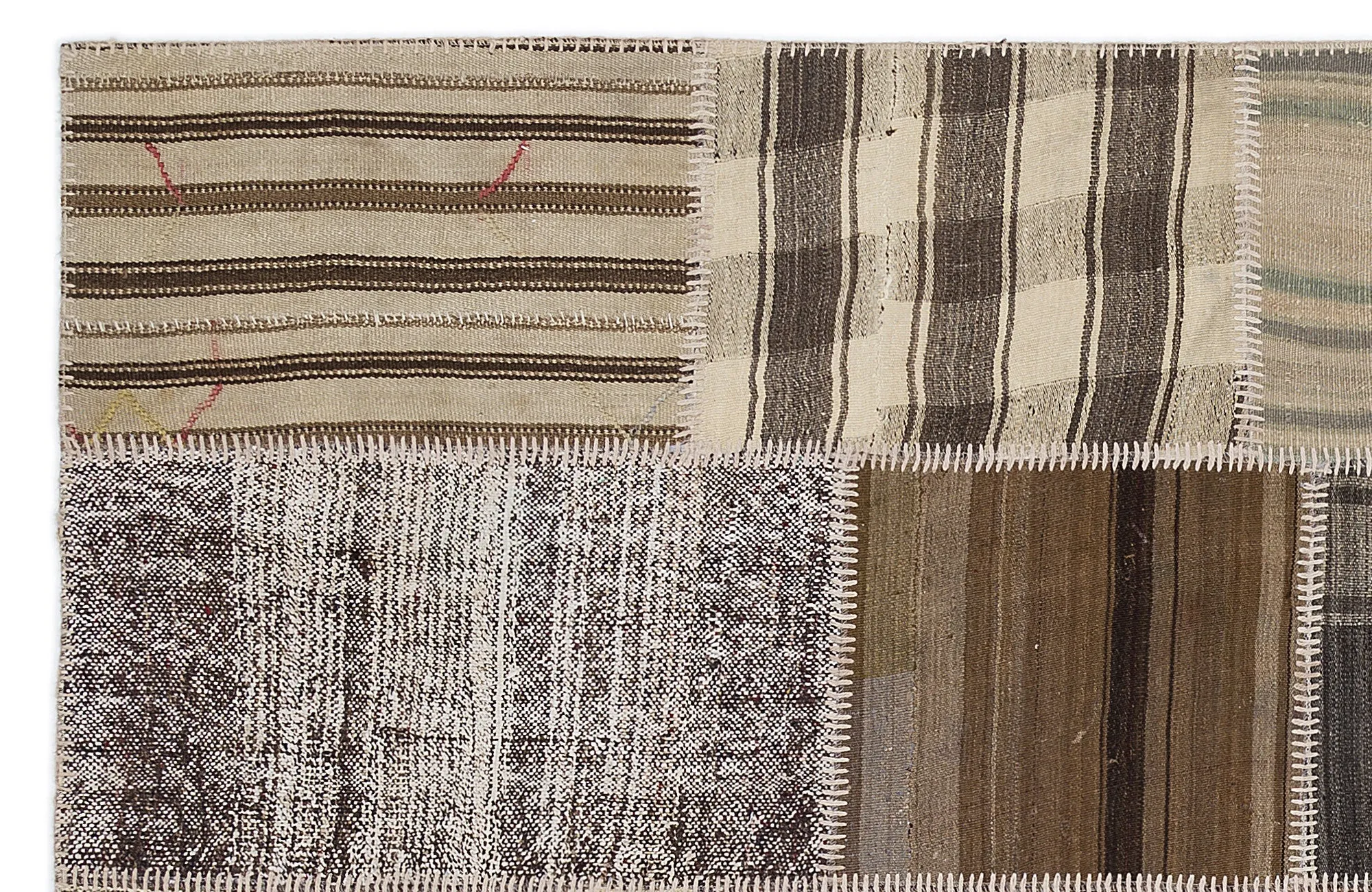 Striped Over Dyed Kilim Patchwork Unique Rug 5'3'' x 7'7'' ft 160 x 230 cm