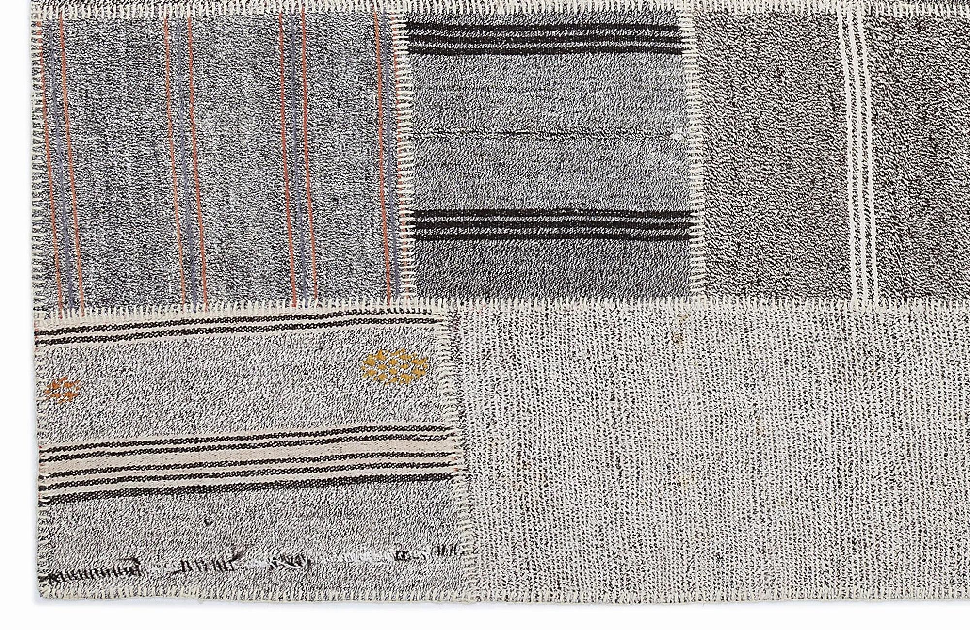 Striped Over Dyed Kilim Patchwork Unique Rug 5'3'' x 7'7'' ft 160 x 230 cm