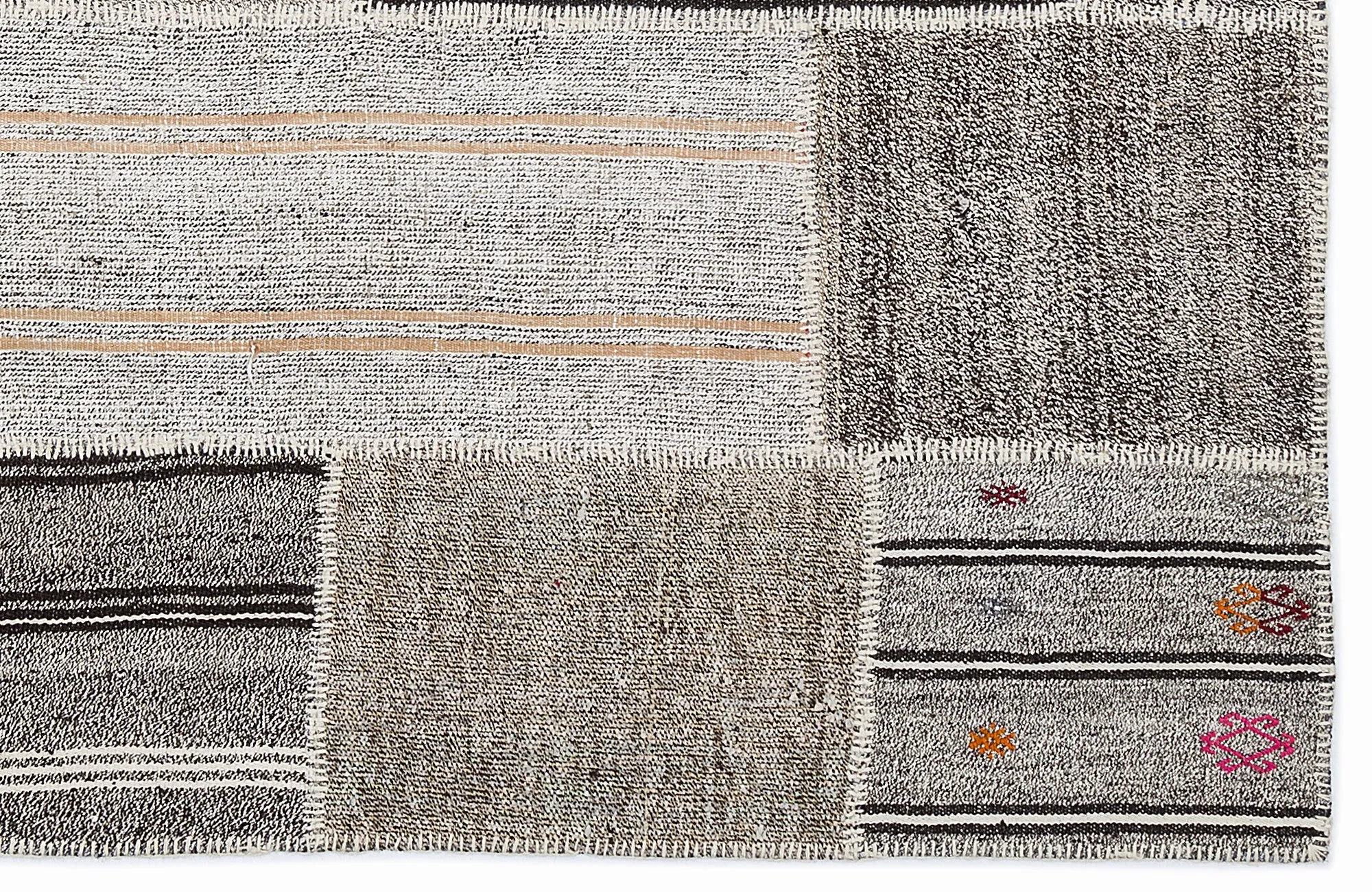 Striped Over Dyed Kilim Patchwork Unique Rug 5'3'' x 7'7'' ft 160 x 230 cm
