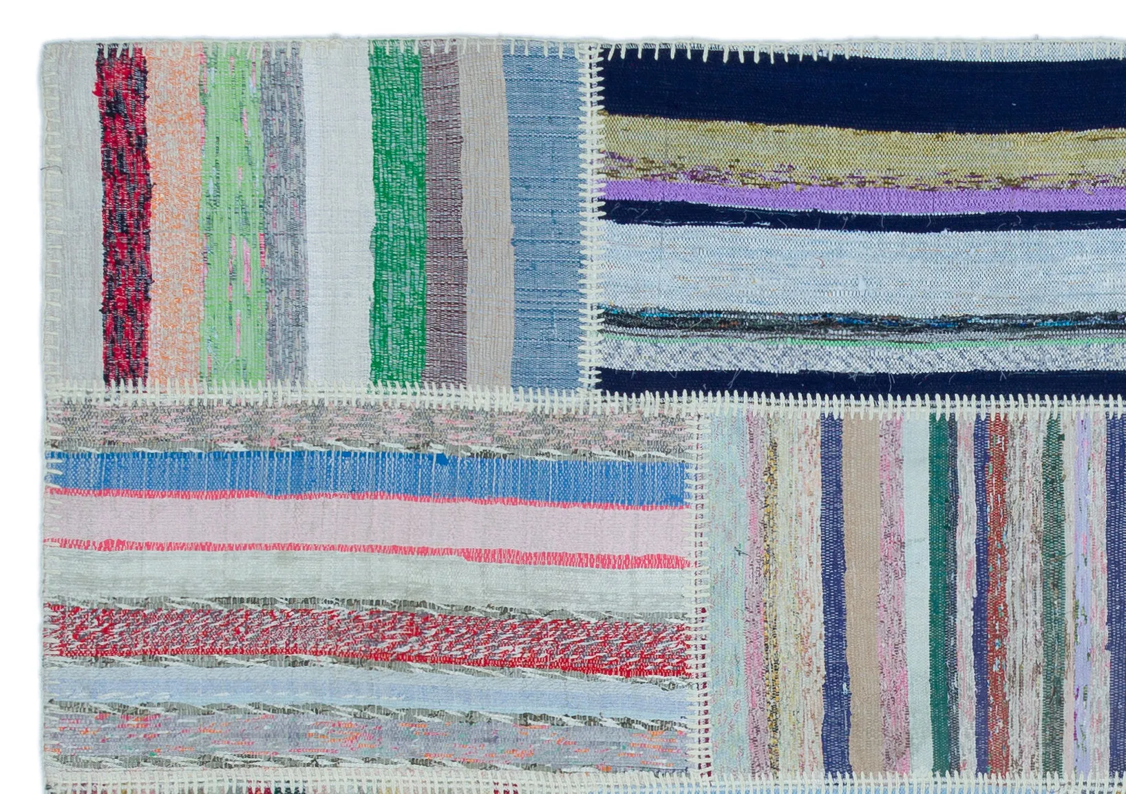 Striped Over Dyed Kilim Patchwork Unique Rug 5'3'' x 7'7'' ft 160 x 230 cm