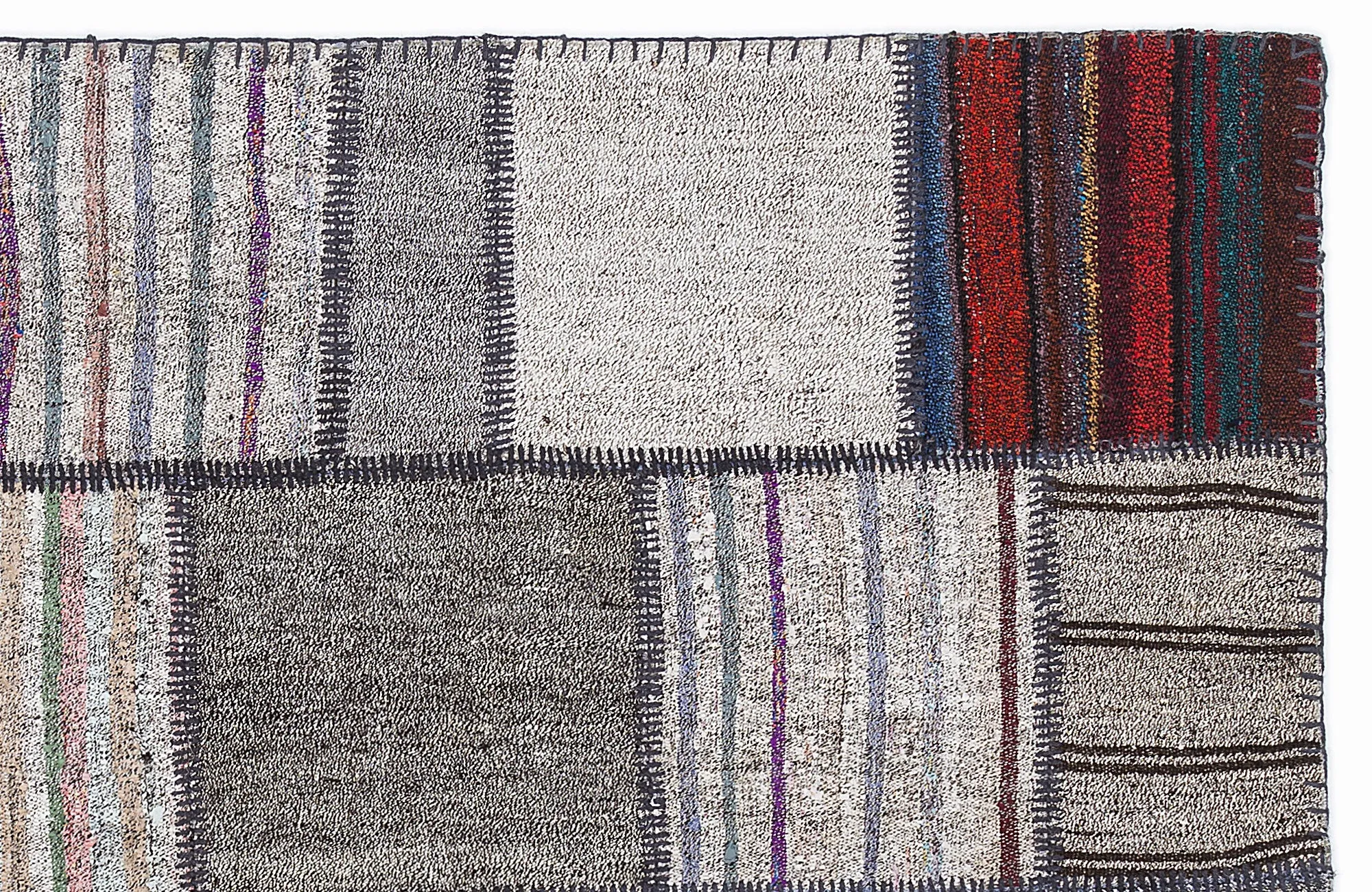Striped Over Dyed Kilim Patchwork Unique Rug 5'3'' x 7'7'' ft 160 x 230 cm