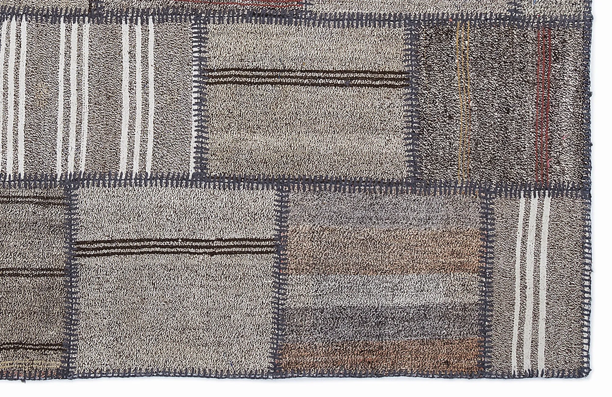 Striped Over Dyed Kilim Patchwork Unique Rug 5'3'' x 7'7'' ft 160 x 230 cm
