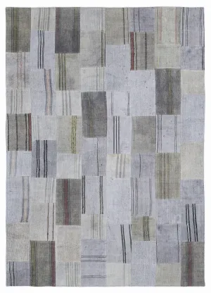 Striped Over Dyed Kilim Patchwork Unique Rug 5'3'' x 7'7'' ft 160 x 230 cm