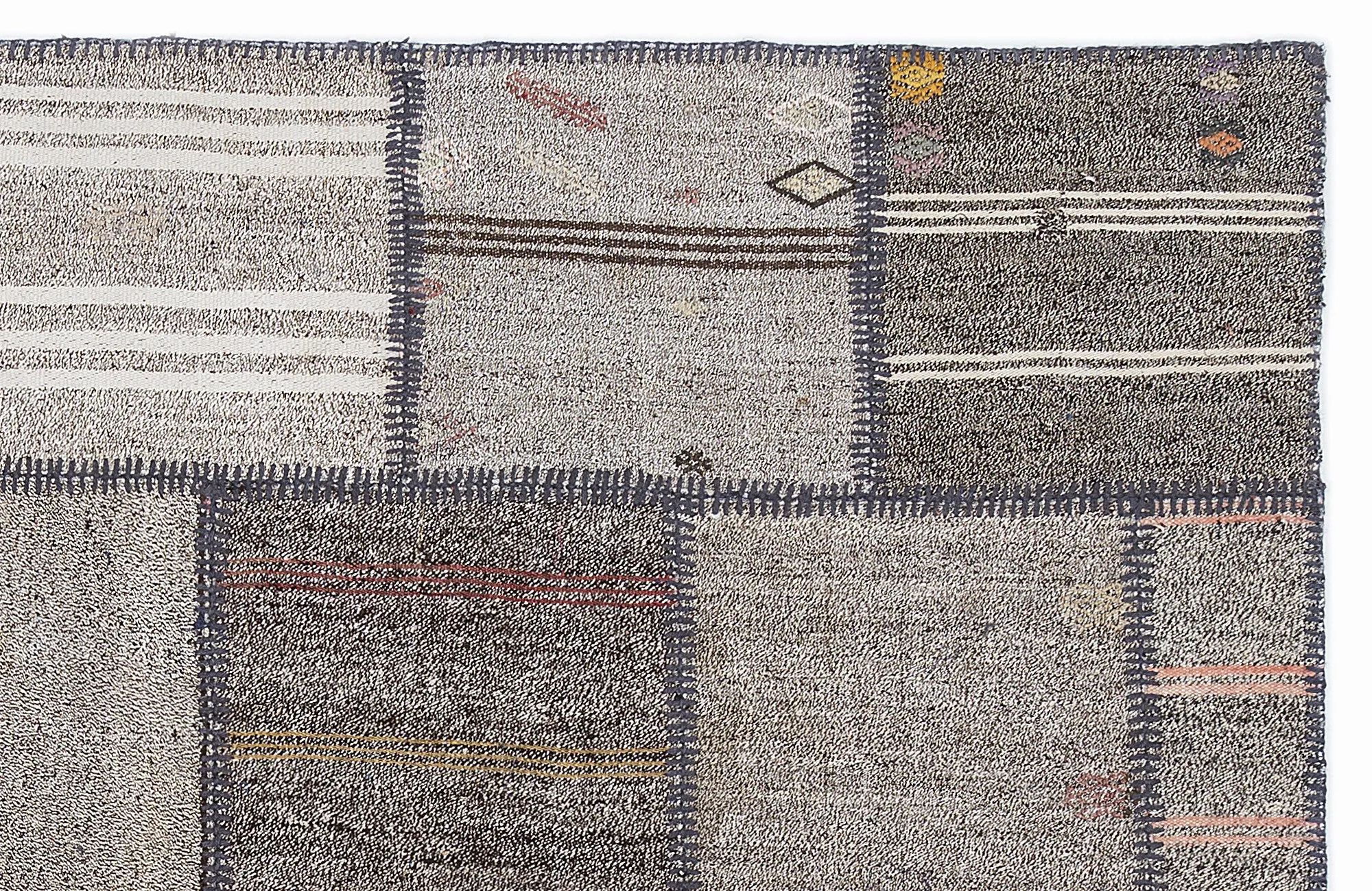 Striped Over Dyed Kilim Patchwork Unique Rug 5'3'' x 7'7'' ft 160 x 230 cm