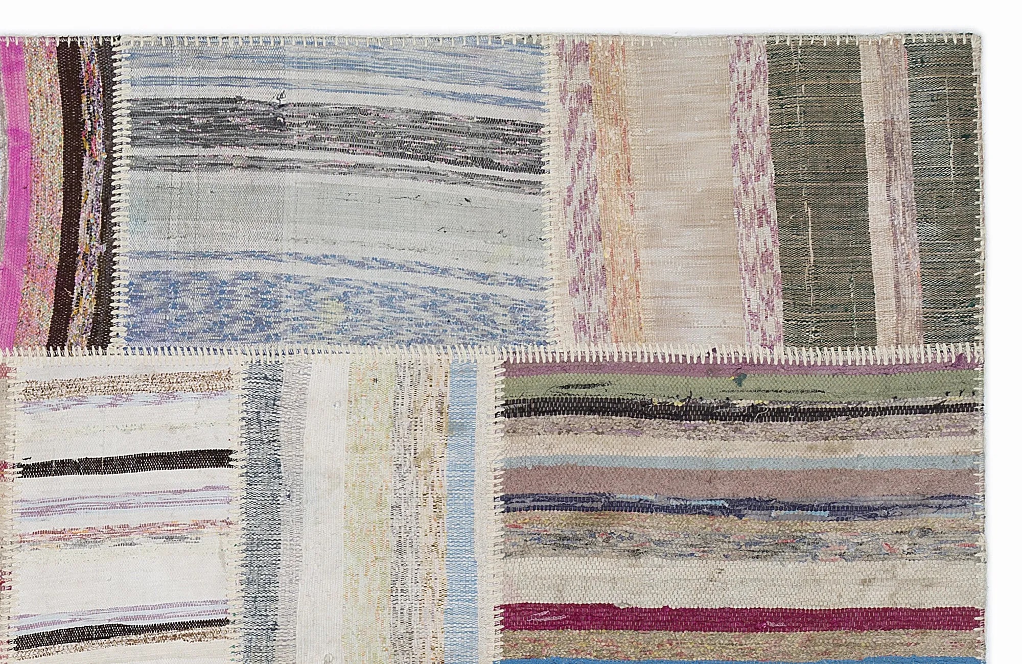 Striped Over Dyed Kilim Patchwork Unique Rug 5'3'' x 7'7'' ft 160 x 230 cm