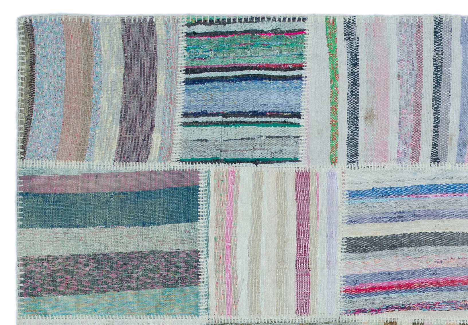 Striped Over Dyed Kilim Patchwork Unique Rug 5'3'' x 7'7'' ft 160 x 230 cm