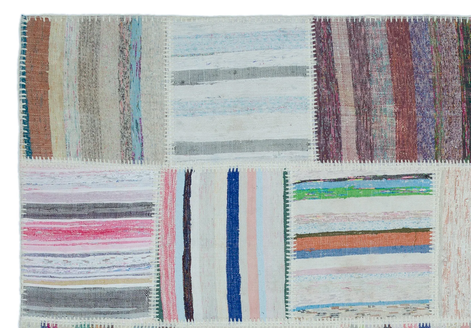 Striped Over Dyed Kilim Patchwork Unique Rug 5'3'' x 7'7'' ft 160 x 230 cm