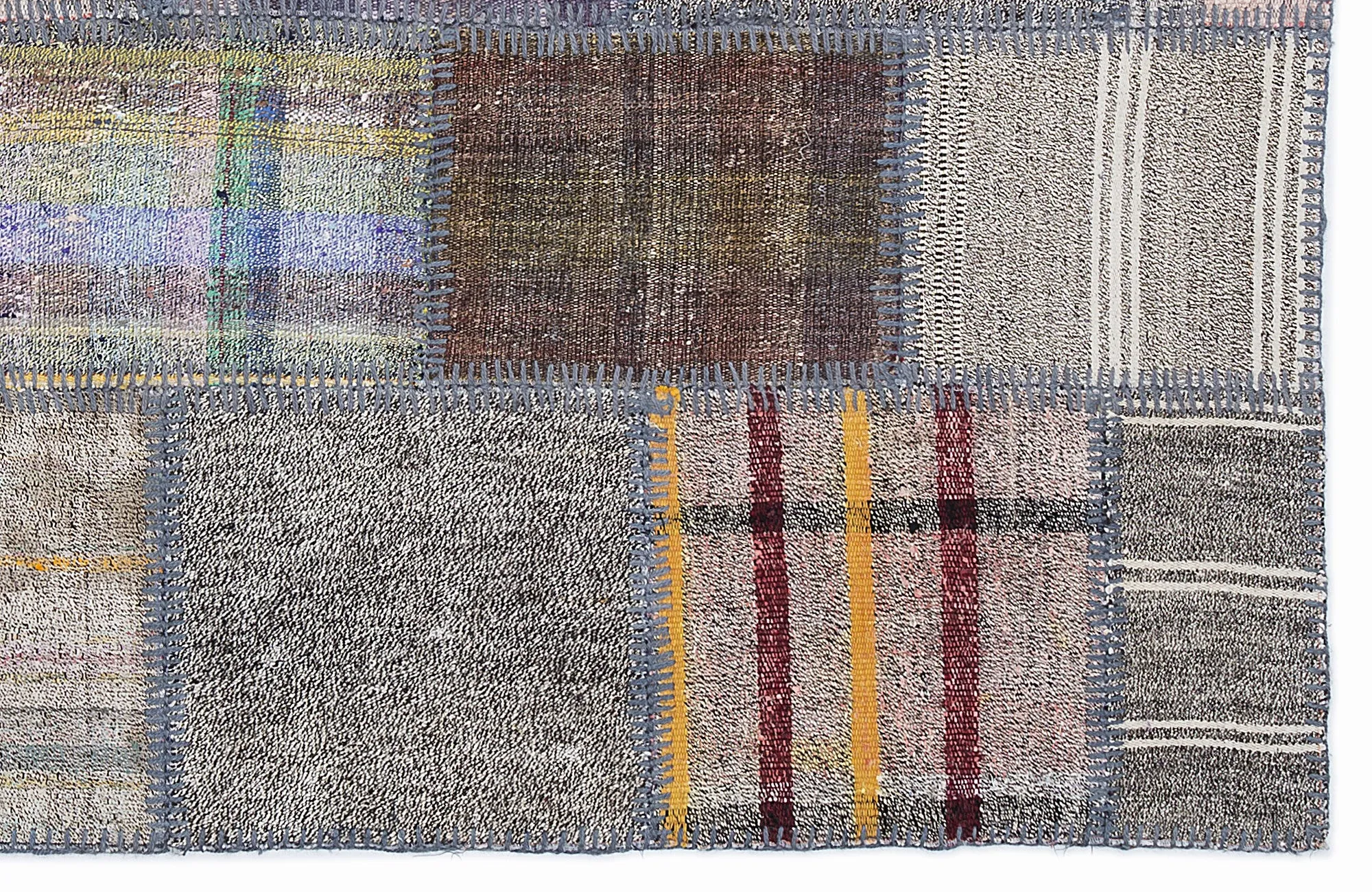 Striped Over Dyed Kilim Patchwork Unique Rug 5'3'' x 7'7'' ft 160 x 230 cm