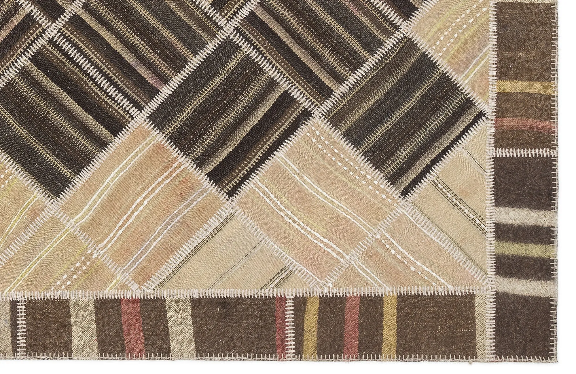 Striped Over Dyed Kilim Patchwork Unique Rug 5'7'' x 7'10'' ft 169 x 240 cm