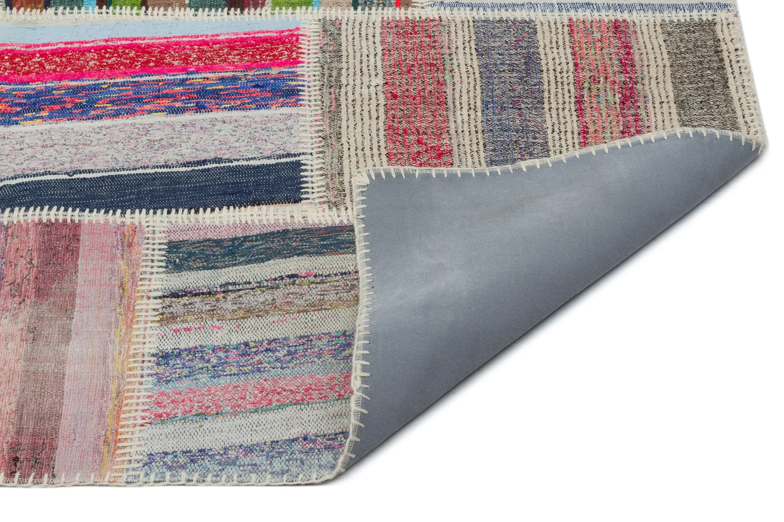 Striped Over Dyed Kilim Patchwork Unique Rug 6'2'' x 8'11'' ft 189 x 273 cm
