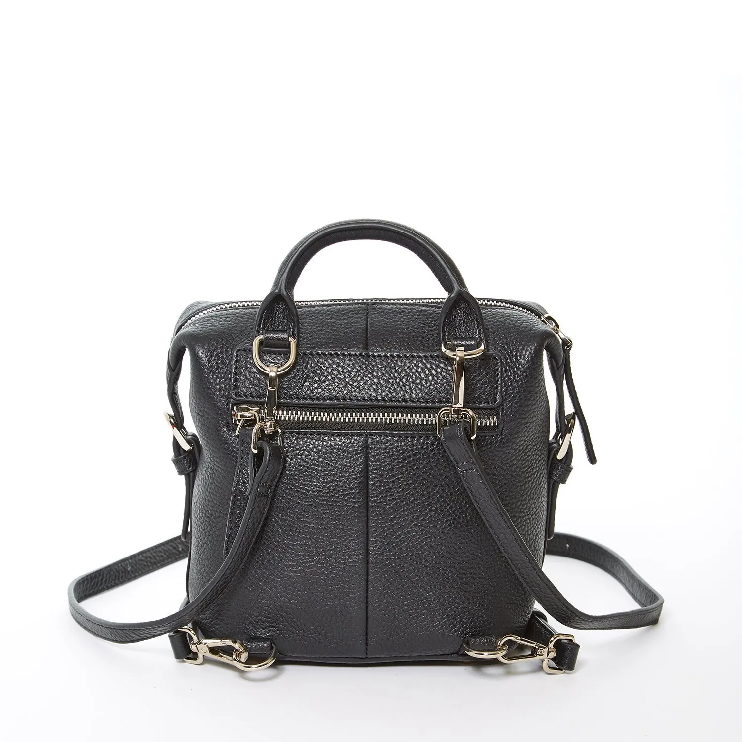 SUSU The Ashley Black Leather Backpack Purse