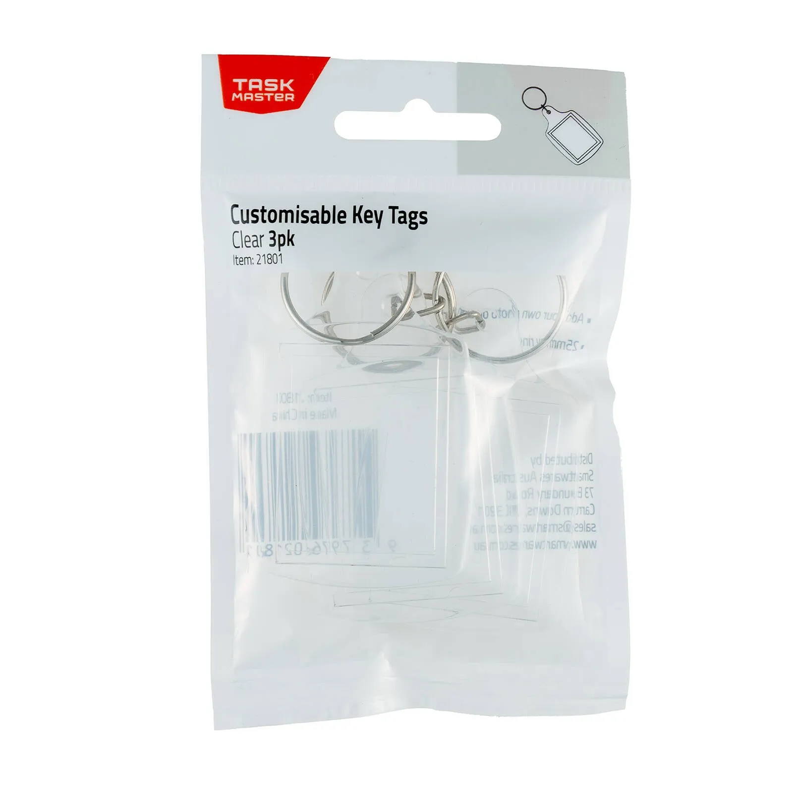 Taskmaster Clear Customisable Key Tags - 3 Pack