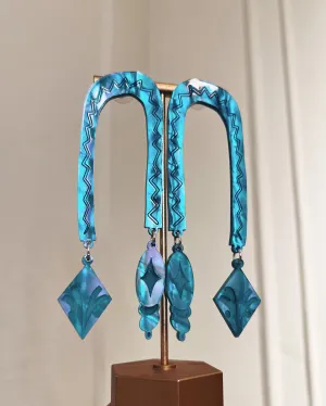 Teal Sha Snake Earrings