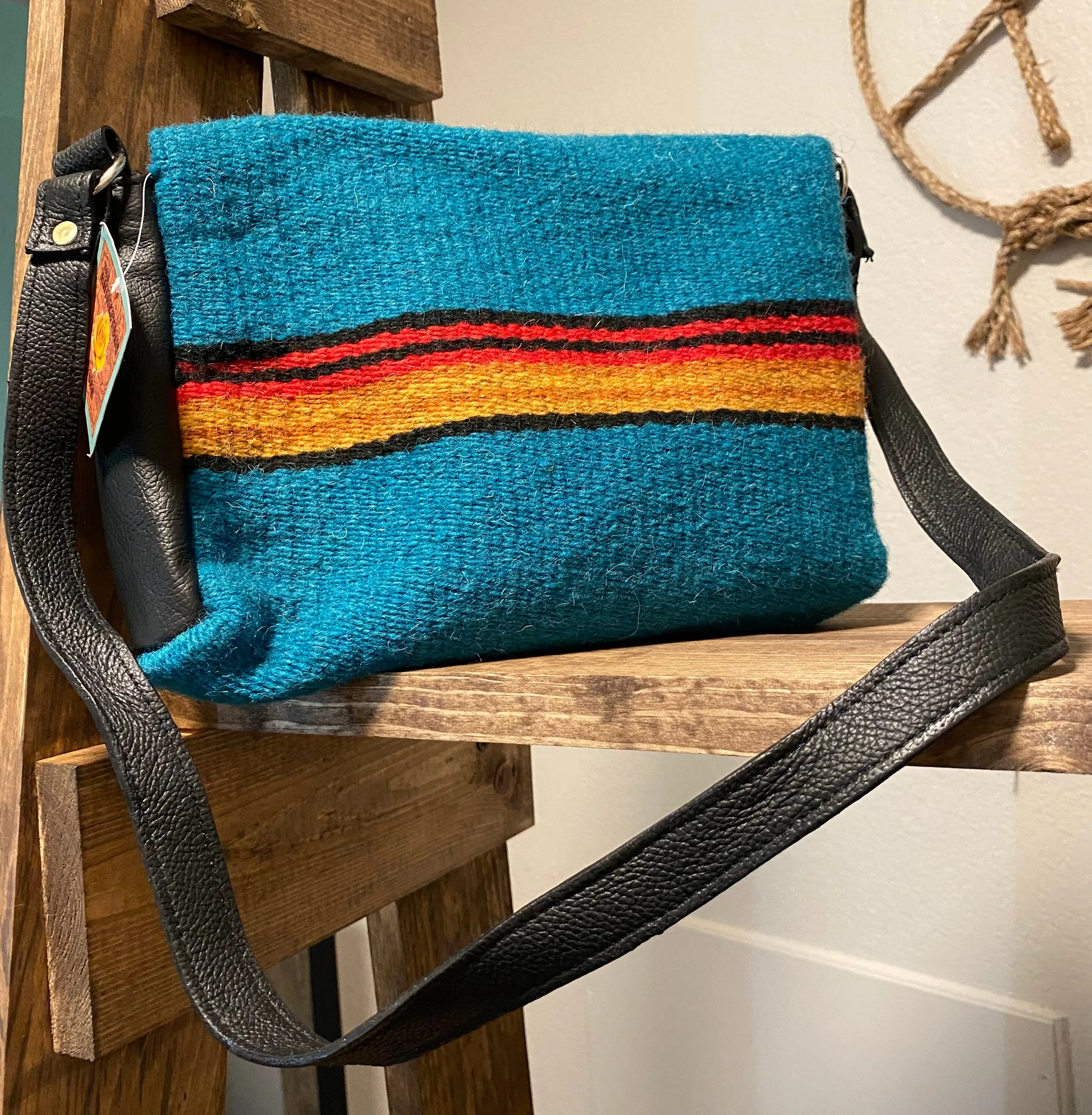 Teal Wool Wayne Purse