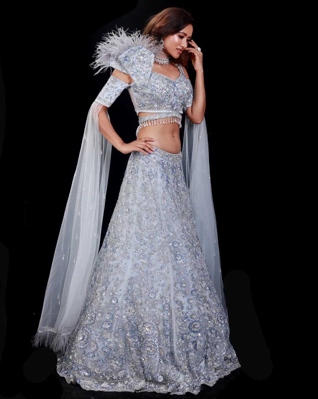 The Blue Floral Lehenga