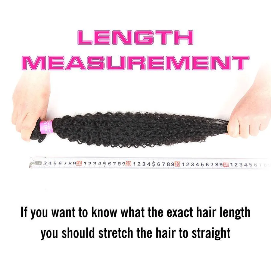 Thick Kinky Curly Human Hair 4 Bundles with 4*4 Lace Clsoure Natural Black -OQHAIR
