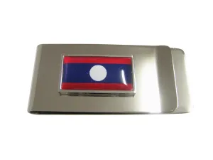 Thin Bordered Laos Flag Pendant Money Clip