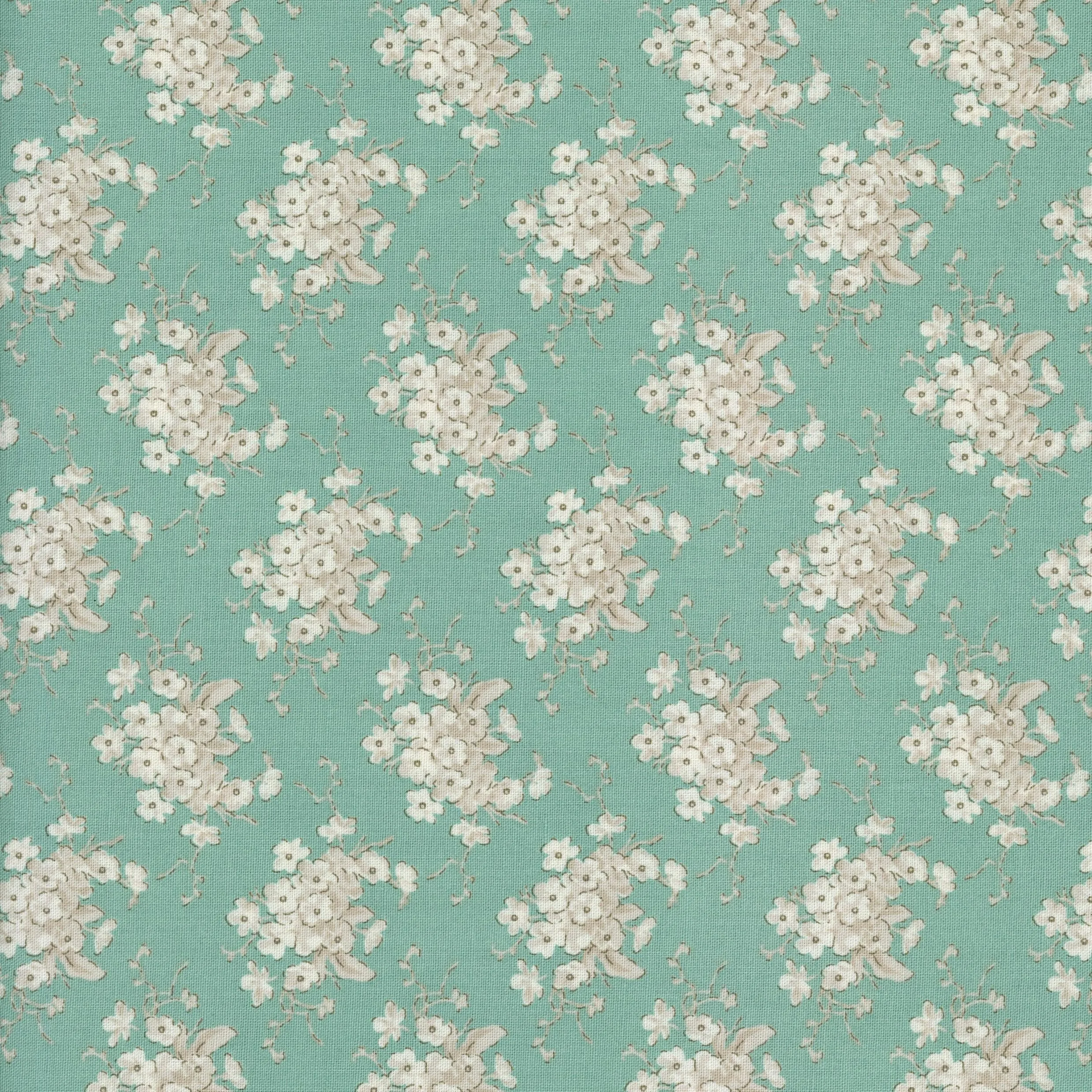 Tilda Sunday Brunch - White Flower Teal