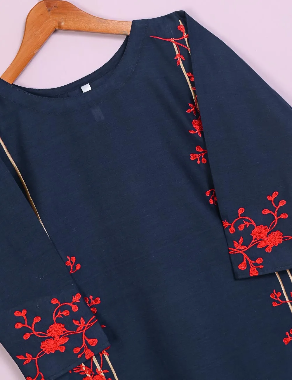 TS-037E-NavyBlue - Splish Splash  - Cotton Embroidered Stitched Kurti