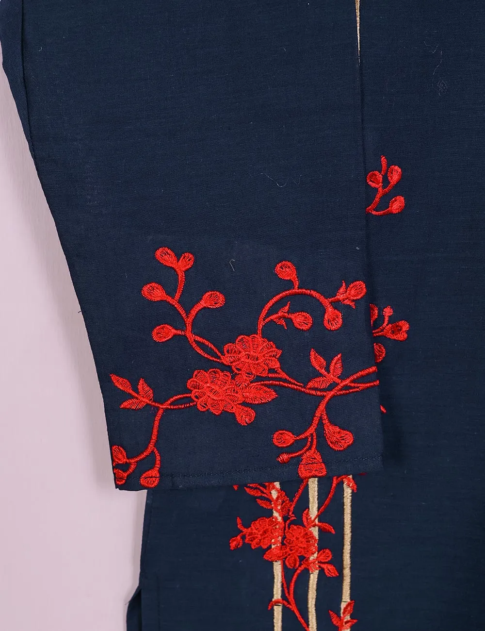 TS-037E-NavyBlue - Splish Splash  - Cotton Embroidered Stitched Kurti