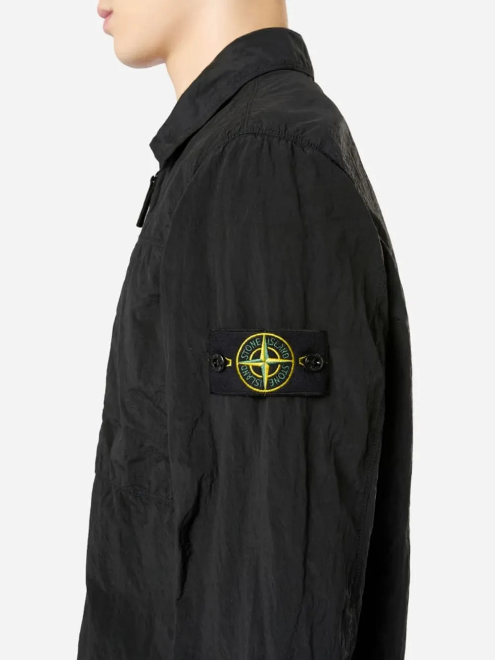 Two-Way Zip Black Overshirt
