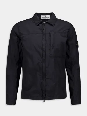 Two-Way Zip Black Overshirt