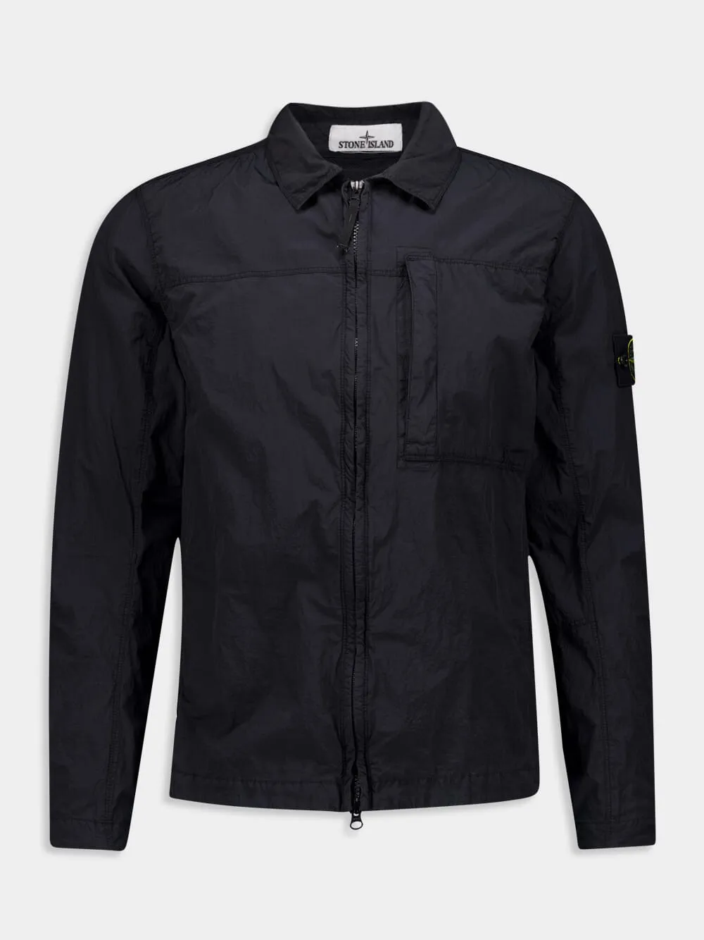 Two-Way Zip Black Overshirt