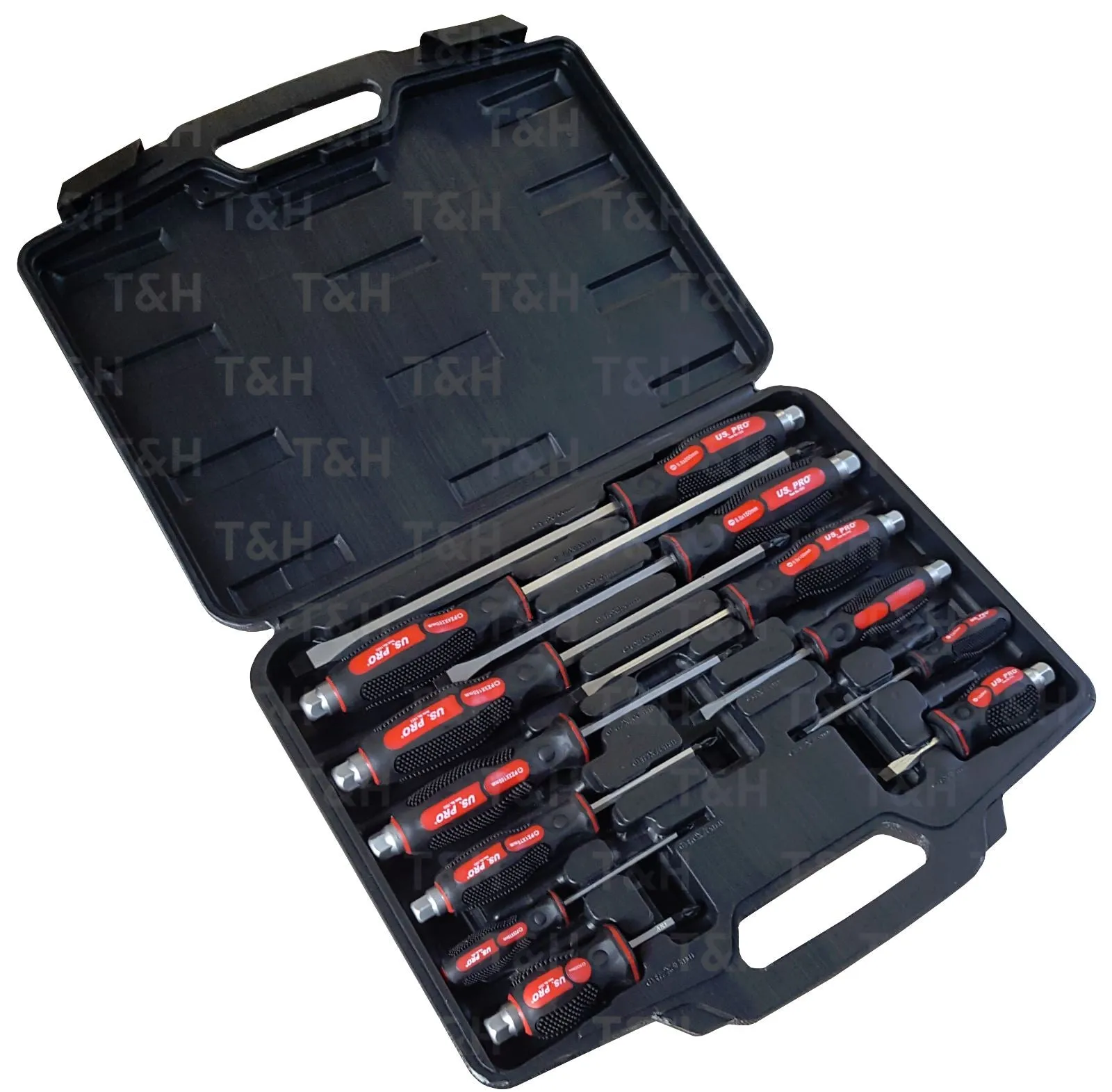 US PRO 12PCS MAGNETIC GO THROUGH SCREWDRIVERS ( SLOTTED - POZIDRIVE )US PRO 12PCS MAGNETIC SCREWDRIVER SET ( SLOTTED - POZIDRIVE )