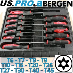 US PRO 12PCS MAGNETIC TAMPERPROOF TORX SCREWDRIVERS T6 - T45