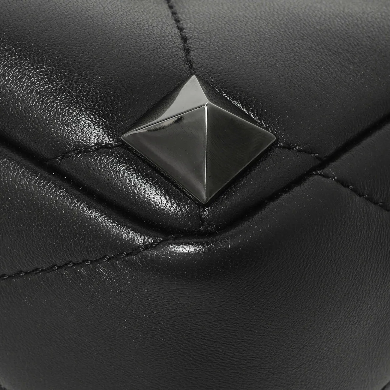 Valentino Black Nappa Monochrome Medium Roman Stud Shoulder Bag