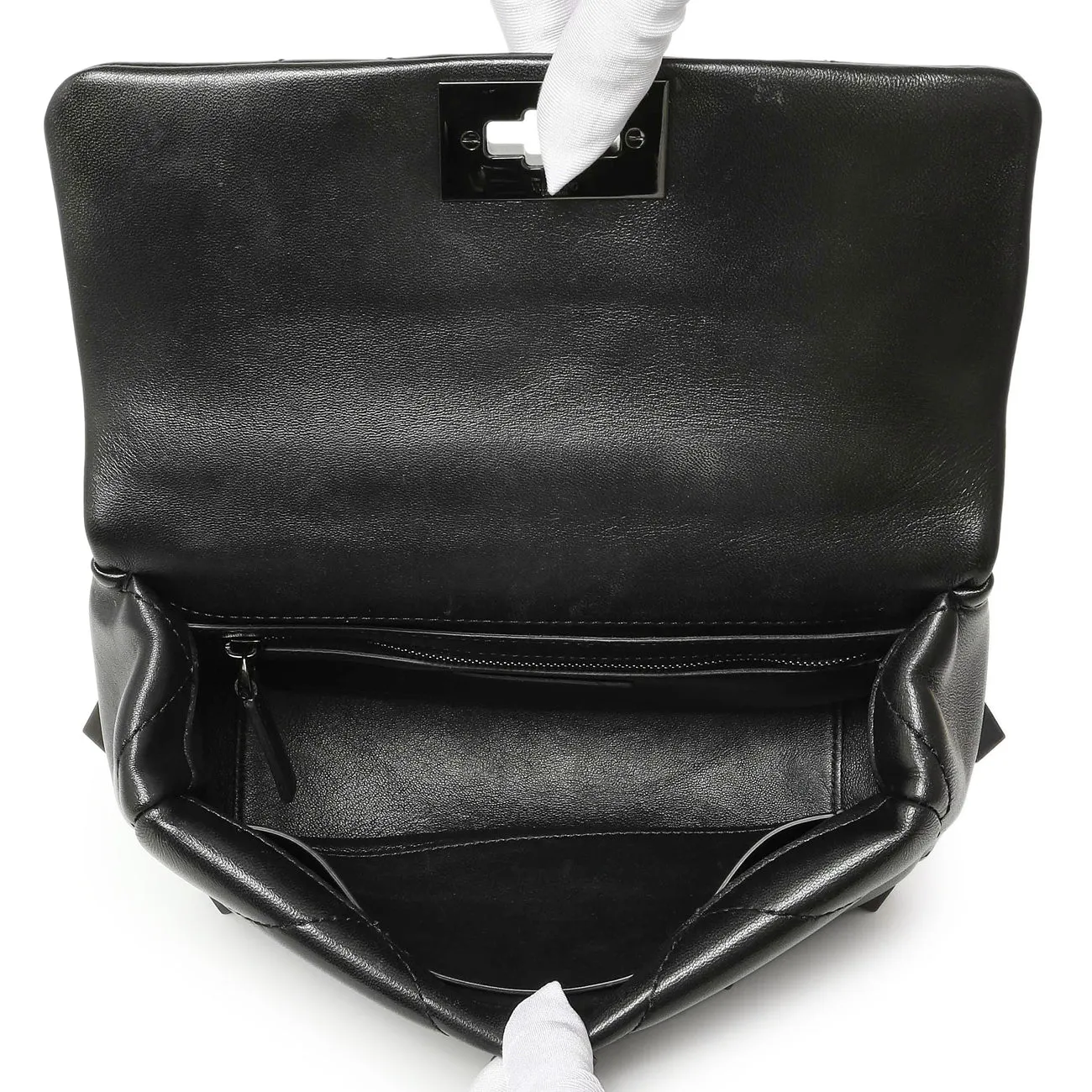 Valentino Black Nappa Monochrome Medium Roman Stud Shoulder Bag