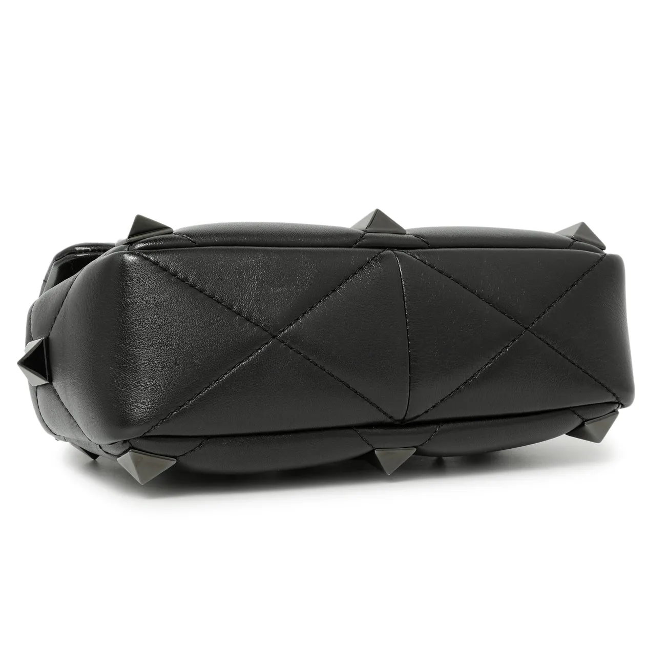 Valentino Black Nappa Monochrome Medium Roman Stud Shoulder Bag