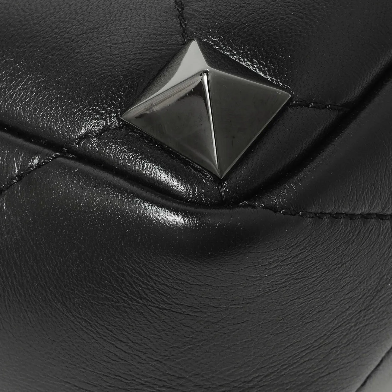Valentino Black Nappa Monochrome Medium Roman Stud Shoulder Bag