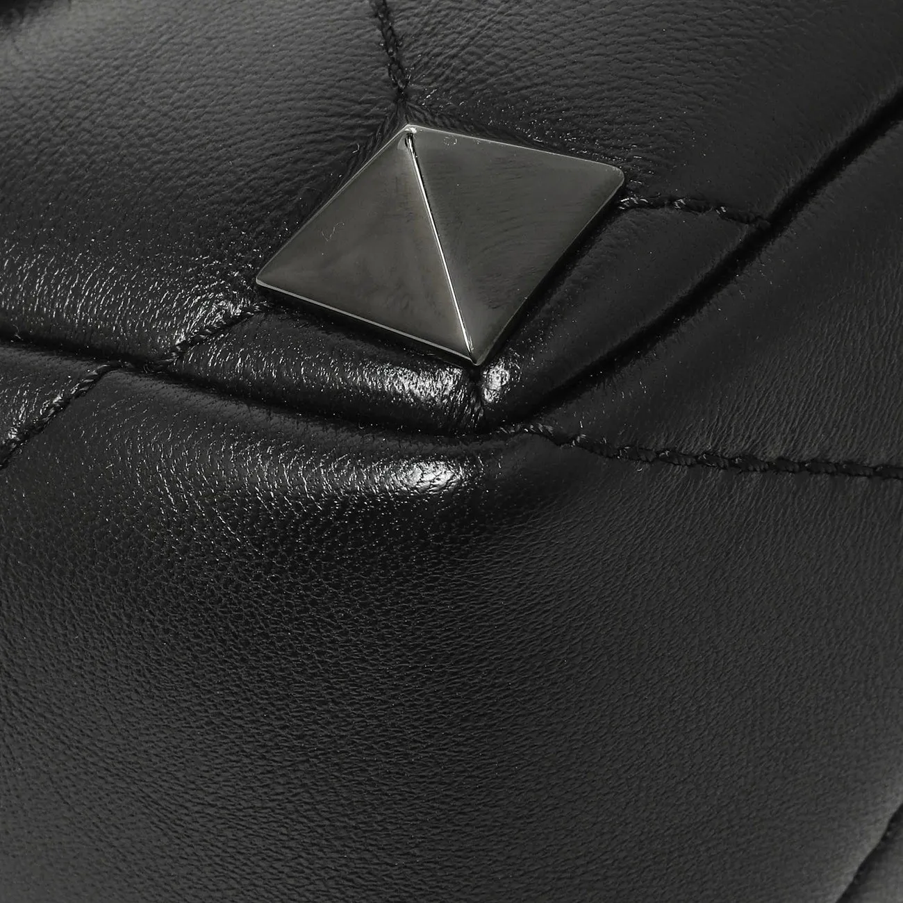 Valentino Black Nappa Monochrome Medium Roman Stud Shoulder Bag
