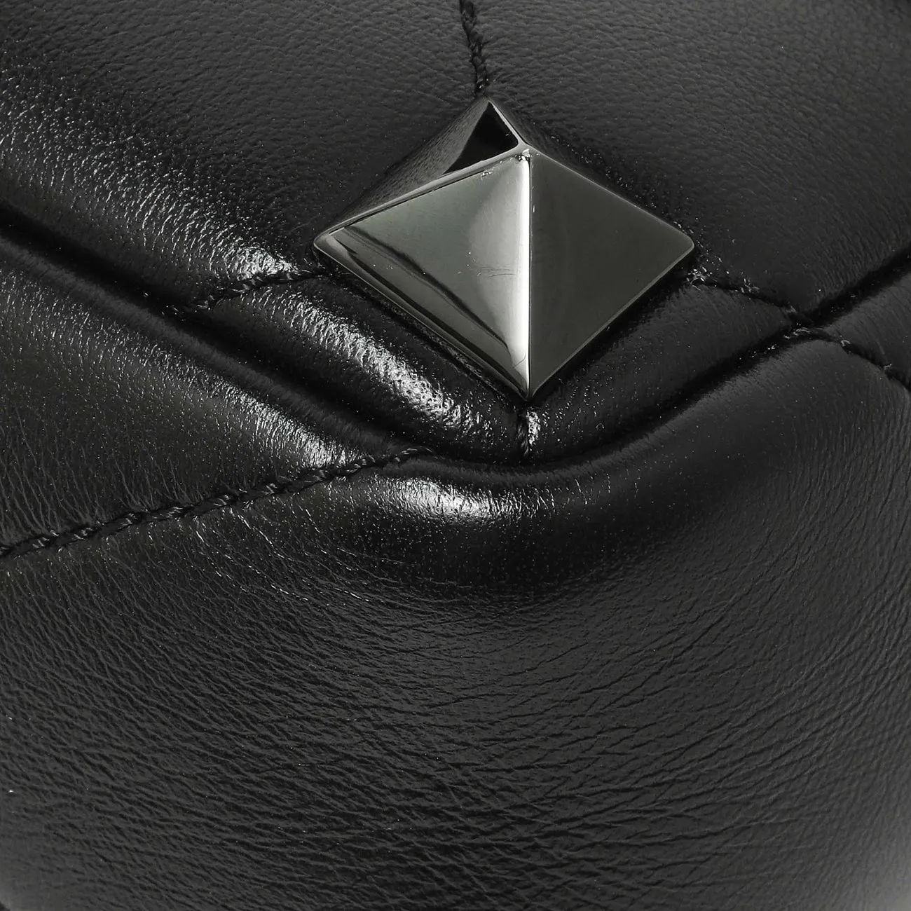 Valentino Black Nappa Monochrome Medium Roman Stud Shoulder Bag