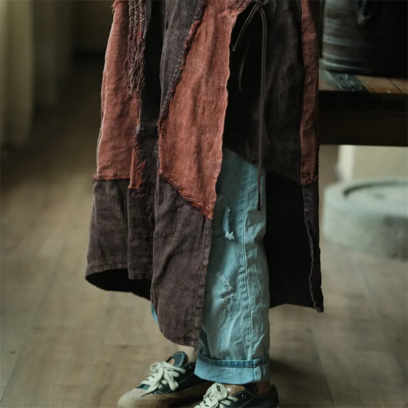Vestido de lino con patchwork vintage