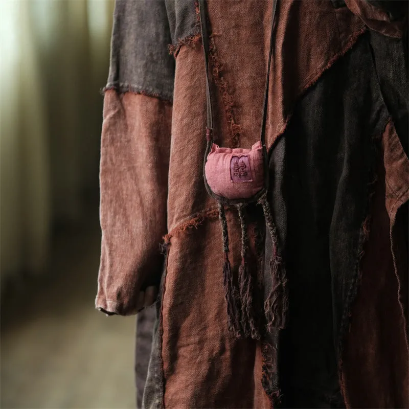 Vestido de lino con patchwork vintage