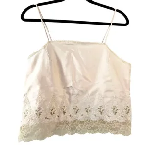 Victorias Secret 70s Nostalgic Collec Camisole Sz M Lace Floral Embroidery Pink