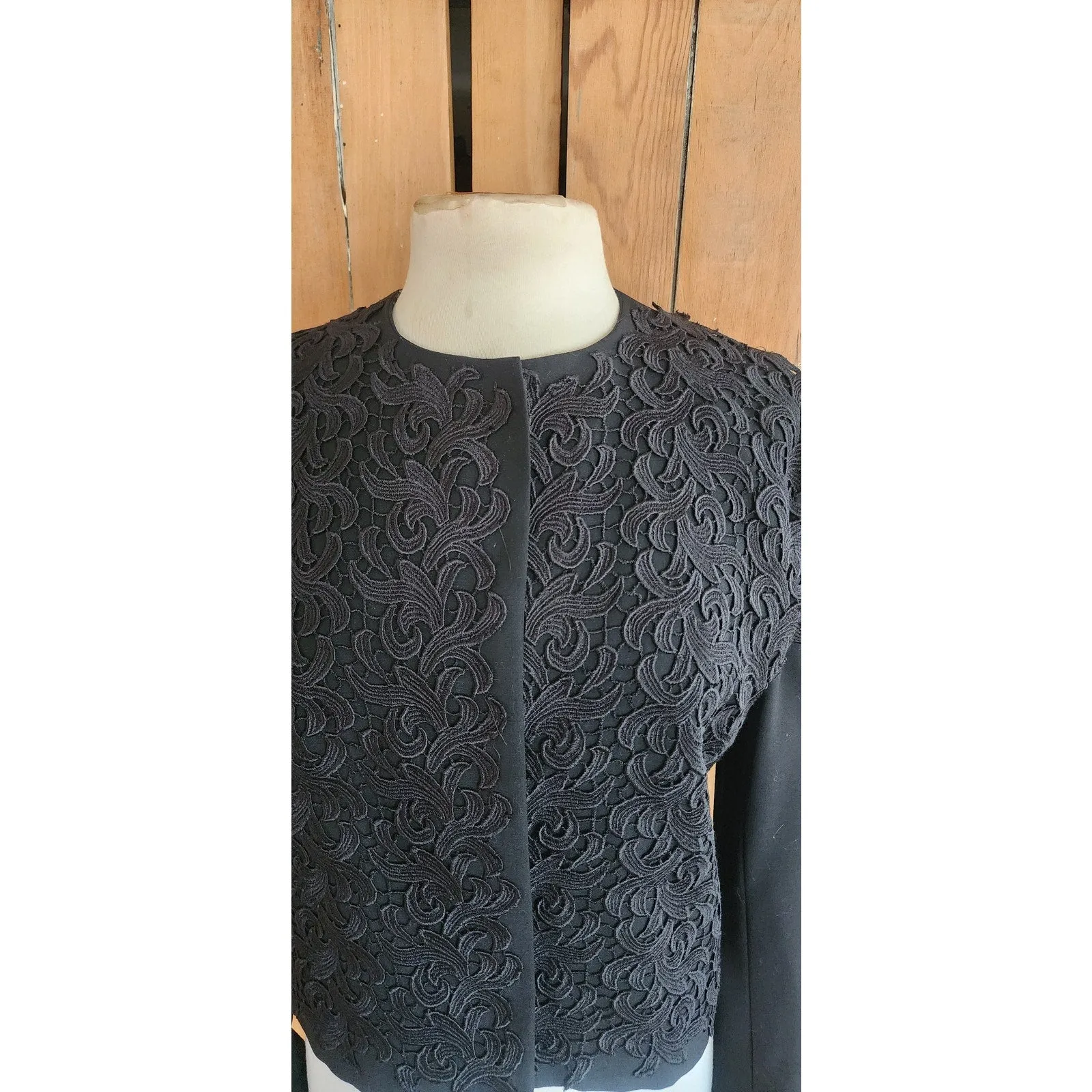 Vintage 90s Genny Blazer Black Jacket Lace Embroidery / S