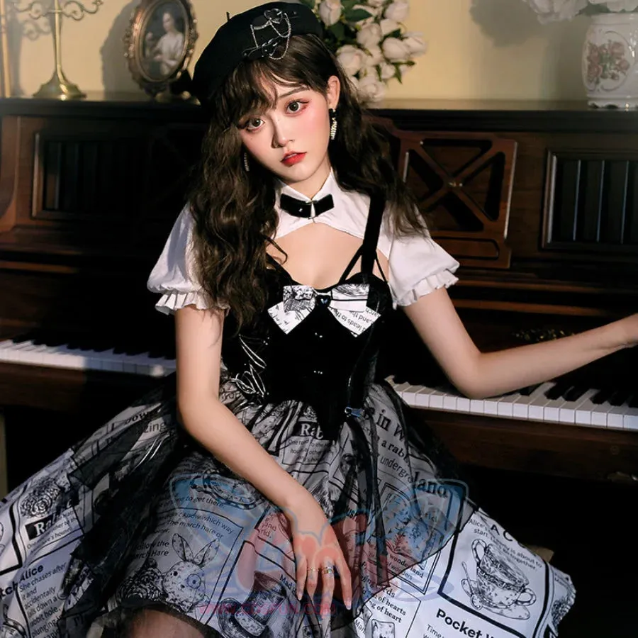 Vintage Alice Lolita Irregular Short-sleeved Patchwork Dress S22580