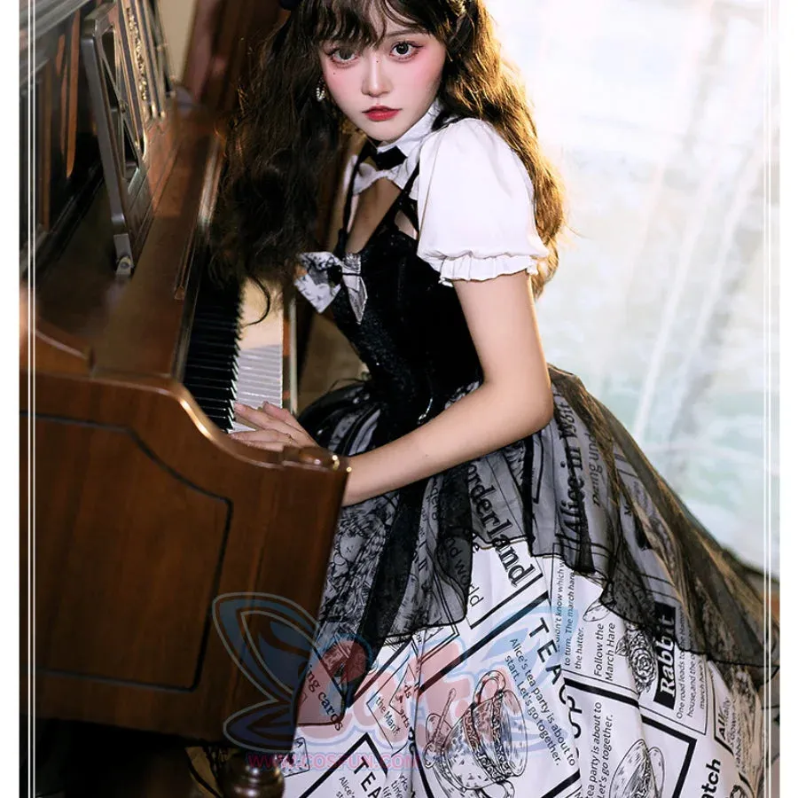 Vintage Alice Lolita Irregular Short-sleeved Patchwork Dress S22580
