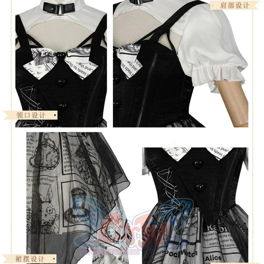 Vintage Alice Lolita Irregular Short-sleeved Patchwork Dress S22580