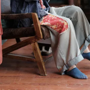 Vintage Bloom Patchwork Denim Pants